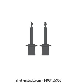 Shabbat Candles Vector Icon Symbol Isolated On White Background