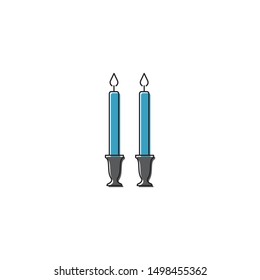 Shabbat candles vector icon symbol isolated on white background