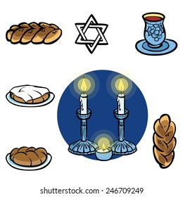 Shabbat items isolated background