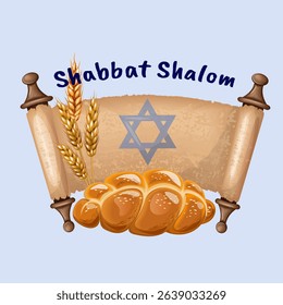 Shabbat Shalom illustration. The illustration is drawn by hand. Handmade. Vector