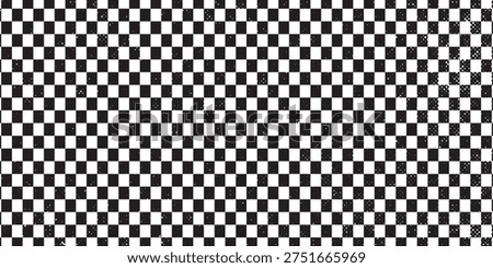 Shabby checkered grunge background. Black white pattern. Trash distressed wall texture.