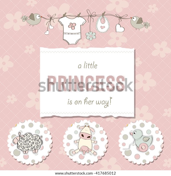 Shabby Chic Baby Girl Shower Card Stock Vector Royalty Free 417685012