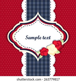 shabby chic. card. swatch. red and dark blue