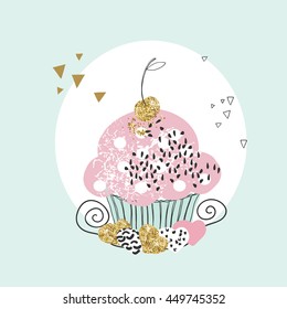 shabby chic cupcake card