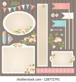 Shabby chic design elements collection. Vector set