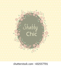 Shabby chic. Elegant vintage background peas and frame flowers. For a wedding or a holiday with space for text . vector