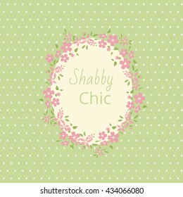 Shabby chic. Elegant vintage background peas and frame flowers. For a wedding or a holiday with space for text . vector
