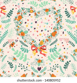 Shabby Chic floral pattern. Country style roses and stripes background.