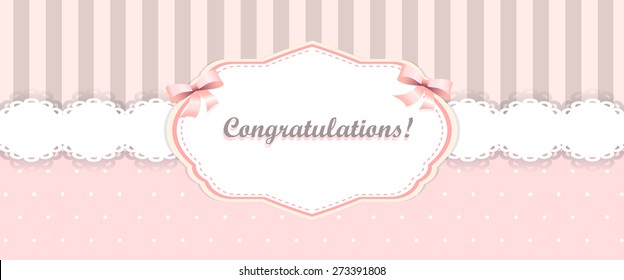 Shabby Chic. Girly Congratulations Card. Swatch