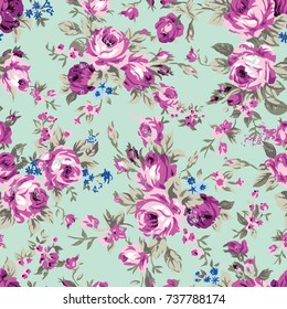 Shabby Chic Or Granny Chic Vintage Chintz Roses In A Seamlessly Repeating Pattern, 