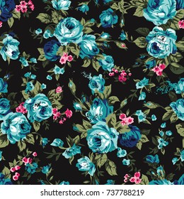 Shabby Chic Or Granny Chic Vintage Chintz Roses In A Seamlessly Repeating Pattern, 