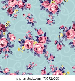 Shabby Chic Or Granny Chic Vintage Chintz Roses In A Seamlessly Repeating Pattern, 