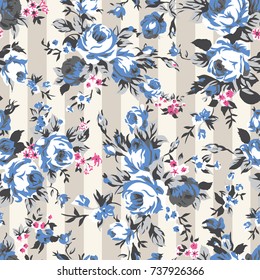 Shabby Chic Or Granny Chic Vintage Chintz Roses In A Seamlessly Repeating Pattern, 