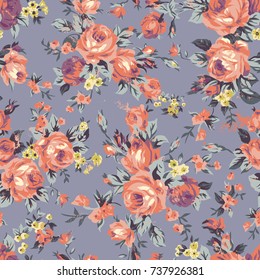 Shabby Chic Or Granny Chic Vintage Chintz Roses In A Seamlessly Repeating Pattern, 