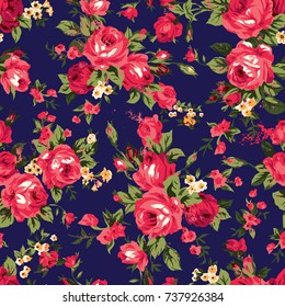 Shabby Chic Or Granny Chic Vintage Chintz Roses In A Seamlessly Repeating Pattern, 