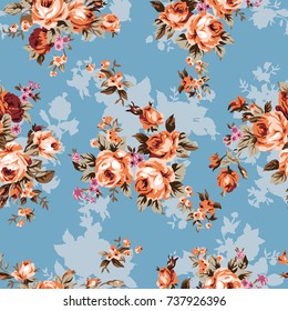 Shabby Chic Or Granny Chic Vintage Chintz Roses In A Seamlessly Repeating Pattern, 