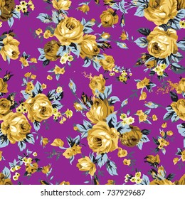 Shabby chic or granny chic vintage chintz roses in a seamlessly repeating pattern, 