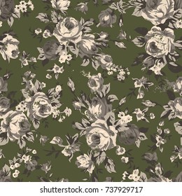 Shabby chic or granny chic vintage chintz roses in a seamlessly repeating pattern, 