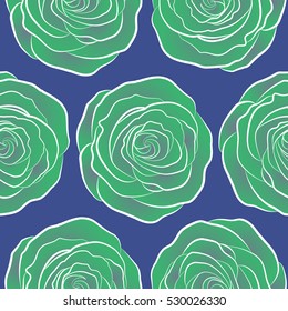 Shabby chic illustration. Vector roses seamless pattern. Retro background with violet, green and neutral roses.