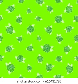 Shabby chic illustration. Vector roses seamless pattern. Retro background with green roses.