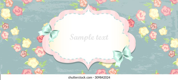 shabby chic invitation. congratulation card. cute frame design