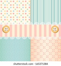 Shabby chic pastel patterns and seamless backgrounds. Ideal for printing onto fabric and paper or scrap booking.