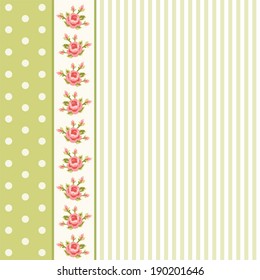 Shabby chic pattern with roses ideal for baby shower invitation or as album cover