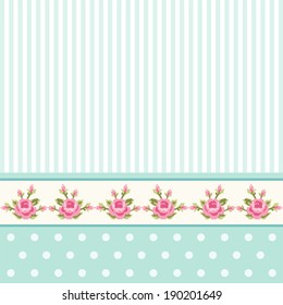 Shabby chic pattern with roses ideal for baby shower invitation or as album cover