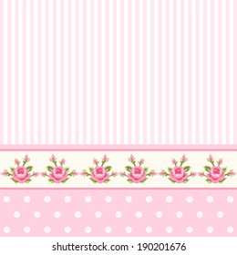 Shabby chic pattern with roses ideal for baby shower invitation or as album cover