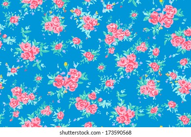 Shabby chic rose pattern background with copyspace frame template.