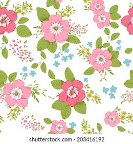 Shabby chic rose pattern background with copyspace frame template.