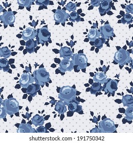 Shabby Chic Rose Pattern and seamless background. Ideal for printing onto fabric and paper or scrap booking. Cottage chic style.
