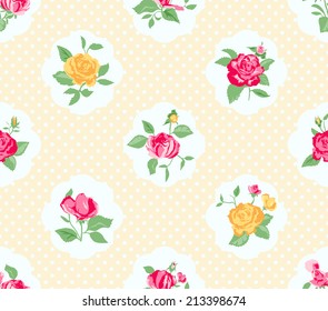 Shabby Chic Rose Pattern and seamless background. Ideal for printing onto fabric and paper or scrap booking. Cottage chic style.