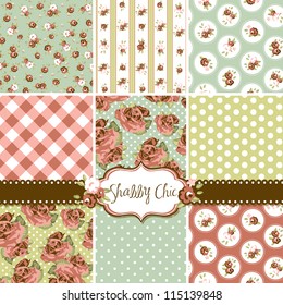 Patrones de rosa Chic Shabby y orígenes impecables.  Ideal para imprimir en tela y papel o reserva de chatarra.