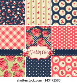 Shabby Chic Rose Patterns and seamless backgrounds. Ideal for printing onto fabric and paper or scrap booking.