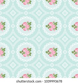 Shabby chic rose seamless pattern background. Vector illustartion.