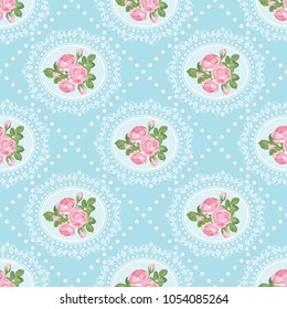 Shabby chic rose seamless pattern background. Vector illustartion.
