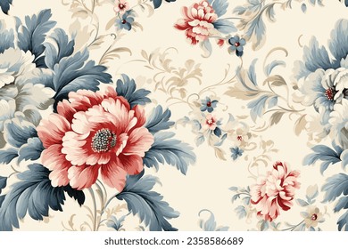 shabby chic roses and flowers repeating background for web and print