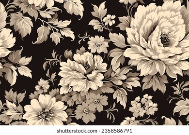 shabby chic roses and flowers repeating background for web and print