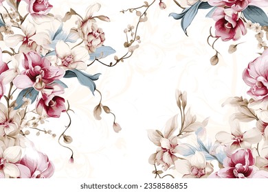 shabby chic roses and flowers repeating background for web and print