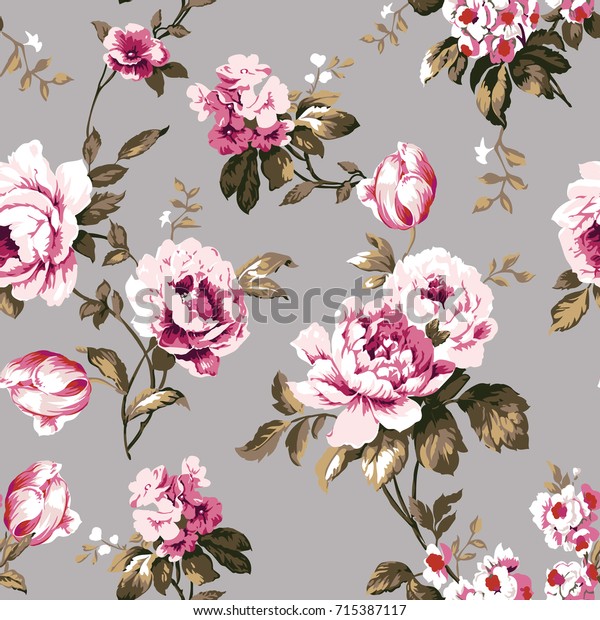 Shabby Chic Vintage Roses Tulips Forgetmenots Stock Vector Royalty Free