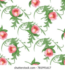 Shabby chic vintage tulips vintage seamless pattern, classic chintz floral repeat background for web and print