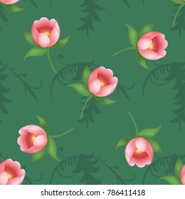 Shabby chic vintage tulips vintage seamless pattern, classic chintz floral repeat background for web and print