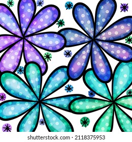 A Shabby Chic, Watercolor Ink Style Daisy Flower Background Floral Pattern.
