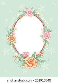 Shabby Chic-Themed Frame Featuring Intertwined Flowers