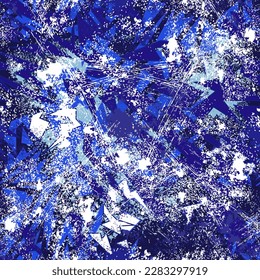 Shabby dark blue surface. Abstract winter seamless texture. Ice covered with snow. Sharp forms.