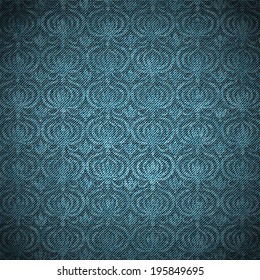 Shabby denim with floral pattern, vector background
