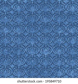 Shabby denim with floral pattern, vector background
