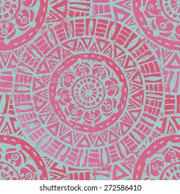 Shabby ethnic  seamless pattern. All objects are conveniently grouped  and are easily editable.