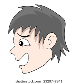 Shabby faced boy emoticon pity the poor. vector design illustration art